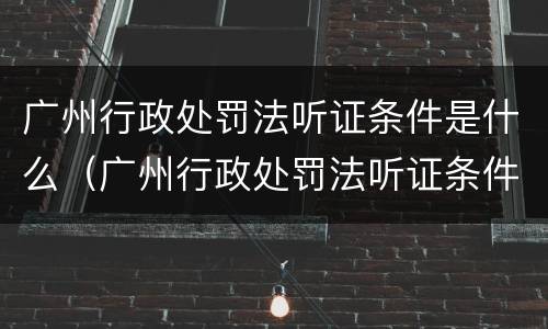 广州行政处罚法听证条件是什么（广州行政处罚法听证条件是什么样的）