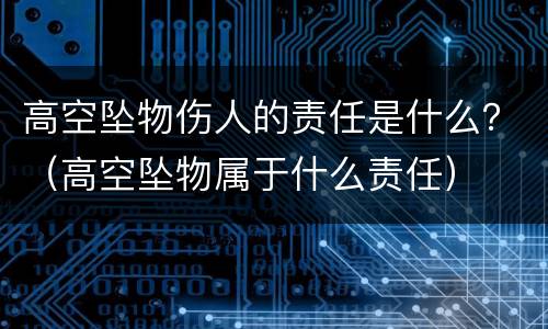 高空坠物伤人的责任是什么？（高空坠物属于什么责任）