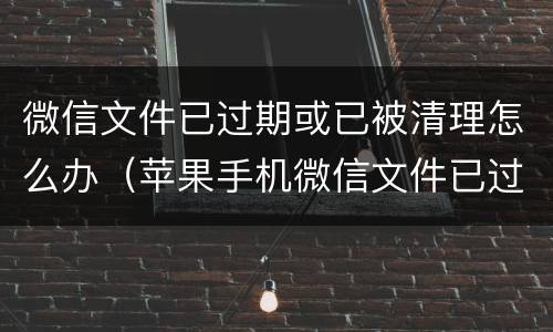 微信文件已过期或已被清理怎么办（苹果手机微信文件已过期或已被清理怎么办）