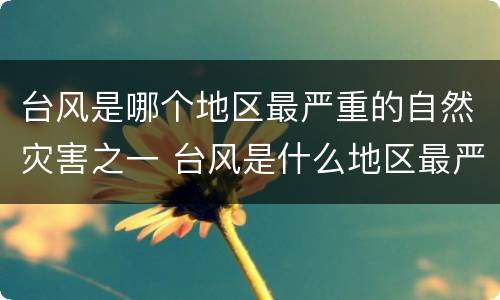 台风是哪个地区最严重的自然灾害之一 台风是什么地区最严重的自然灾害之一