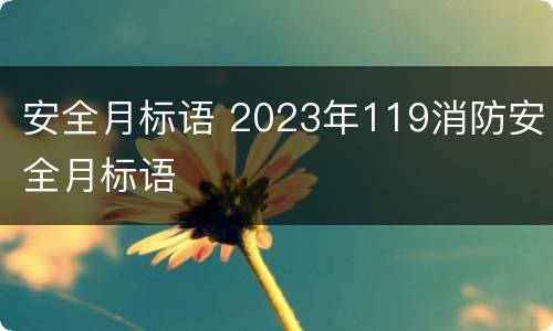 安全月标语 2023年119消防安全月标语
