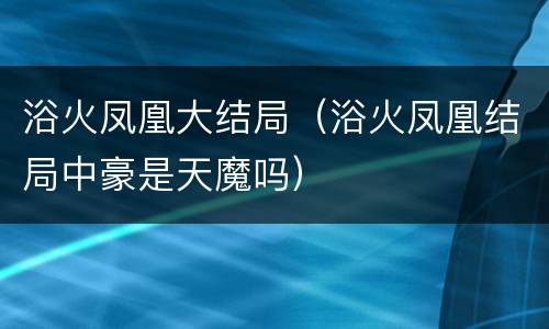 浴火凤凰大结局（浴火凤凰结局中豪是天魔吗）