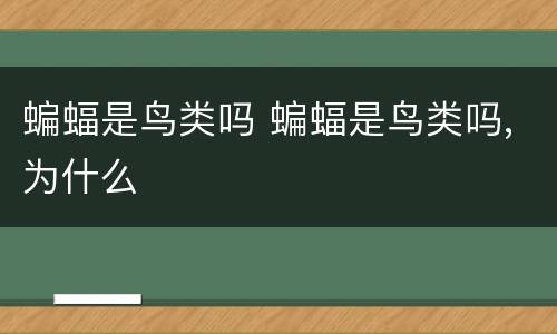 蝙蝠是鸟类吗 蝙蝠是鸟类吗,为什么