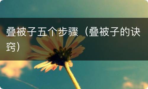 叠被子五个步骤（叠被子的诀窍）