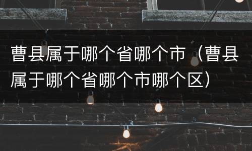 曹县属于哪个省哪个市（曹县属于哪个省哪个市哪个区）