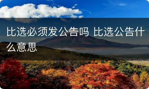 比选必须发公告吗 比选公告什么意思