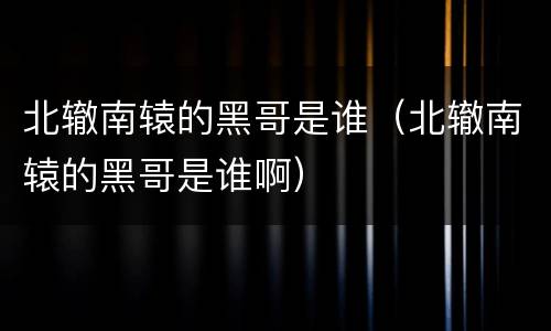 北辙南辕的黑哥是谁（北辙南辕的黑哥是谁啊）