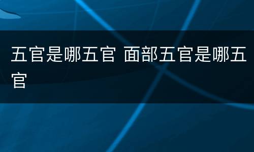五官是哪五官 面部五官是哪五官