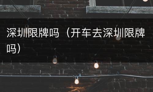 深圳限牌吗（开车去深圳限牌吗）