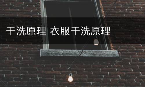 干洗原理 衣服干洗原理
