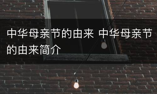中华母亲节的由来 中华母亲节的由来简介