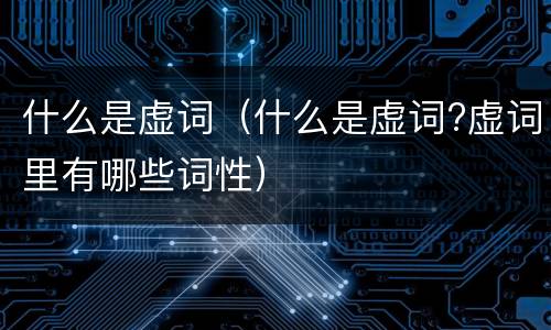 什么是虚词（什么是虚词?虚词里有哪些词性）