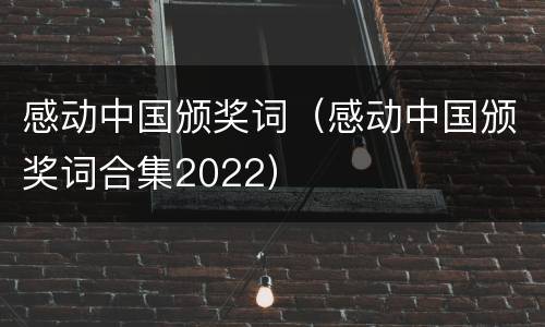 感动中国颁奖词（感动中国颁奖词合集2022）