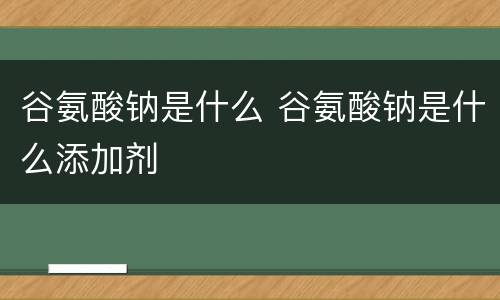 谷氨酸钠是什么 谷氨酸钠是什么添加剂
