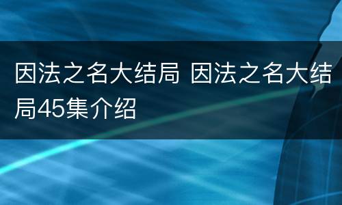 因法之名大结局 因法之名大结局45集介绍