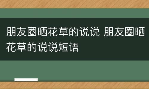 朋友圈晒花草的说说 朋友圈晒花草的说说短语