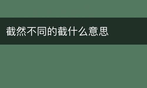 截然不同的截什么意思
