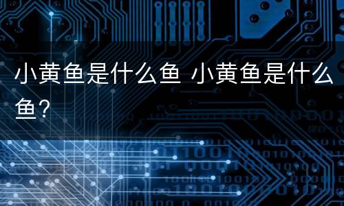小黄鱼是什么鱼 小黄鱼是什么鱼?
