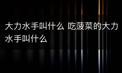 大力水手叫什么 吃菠菜的大力水手叫什么