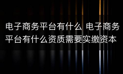 电子商务平台有什么 电子商务平台有什么资质需要实缴资本
