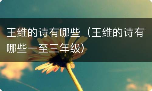 王维的诗有哪些（王维的诗有哪些一至三年级）