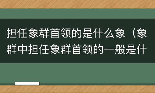 担任象群首领的是什么象（象群中担任象群首领的一般是什么象）