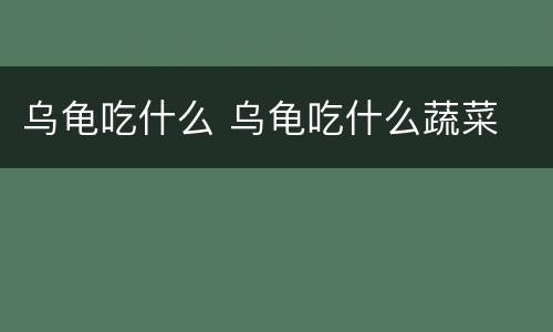 乌龟吃什么 乌龟吃什么蔬菜