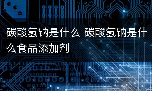 碳酸氢钠是什么 碳酸氢钠是什么食品添加剂