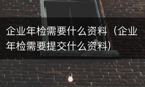 企业年检需要什么资料（企业年检需要提交什么资料）