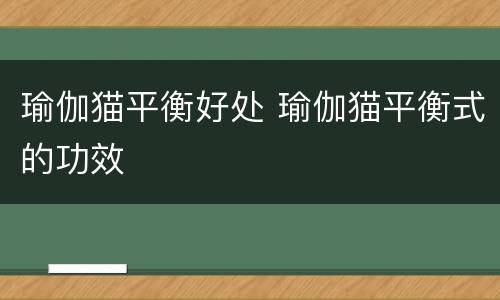 瑜伽猫平衡好处 瑜伽猫平衡式的功效