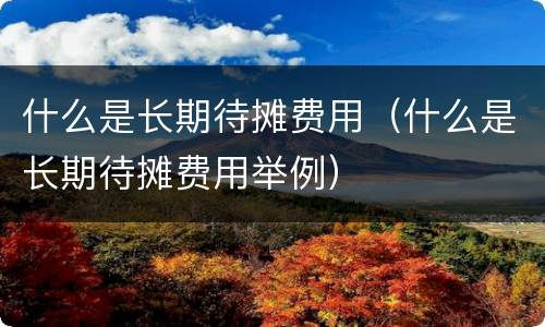 什么是长期待摊费用（什么是长期待摊费用举例）