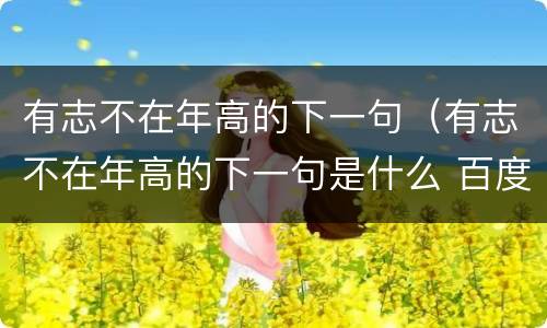 有志不在年高的下一句（有志不在年高的下一句是什么 百度网盘）