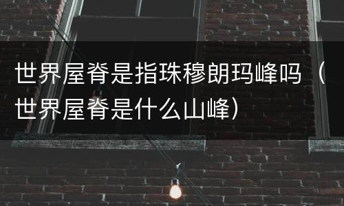 世界屋脊是指珠穆朗玛峰吗（世界屋脊是什么山峰）