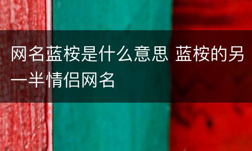 网名蓝桉是什么意思 蓝桉的另一半情侣网名