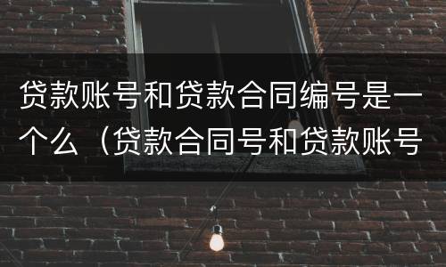 贷款账号和贷款合同编号是一个么（贷款合同号和贷款账号一样吗）