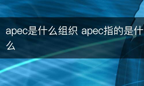 apec是什么组织 apec指的是什么