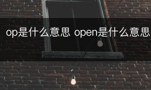 op是什么意思 open是什么意思