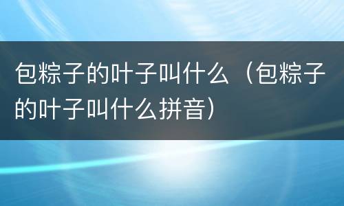 包粽子的叶子叫什么（包粽子的叶子叫什么拼音）