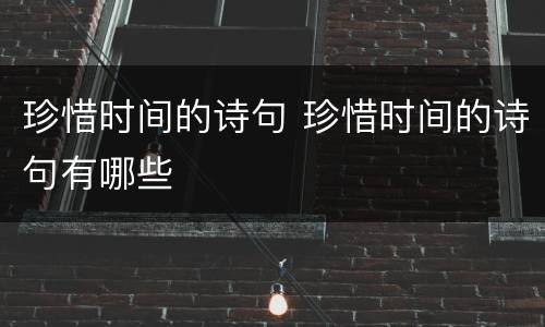 珍惜时间的诗句 珍惜时间的诗句有哪些