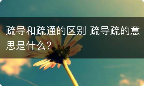 疏导和疏通的区别 疏导疏的意思是什么?