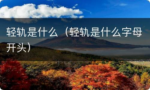 轻轨是什么（轻轨是什么字母开头）