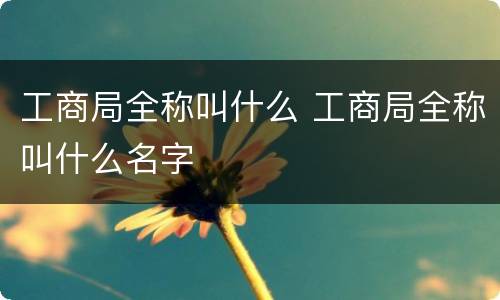 工商局全称叫什么 工商局全称叫什么名字