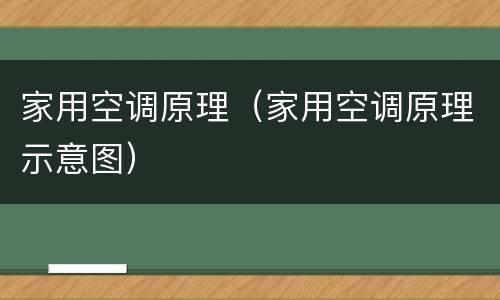 家用空调原理（家用空调原理示意图）