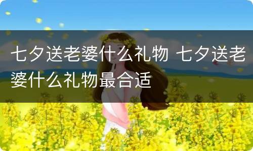 七夕送老婆什么礼物 七夕送老婆什么礼物最合适