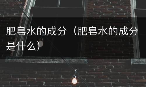 肥皂水的成分（肥皂水的成分是什么）