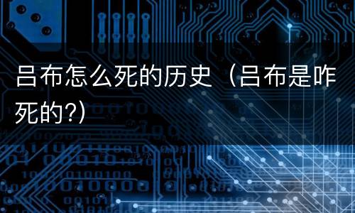吕布怎么死的历史（吕布是咋死的?）