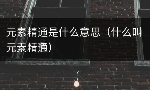 元素精通是什么意思（什么叫元素精通）