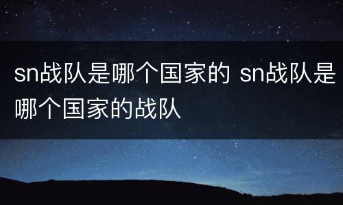 sn战队是哪个国家的 sn战队是哪个国家的战队