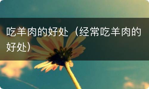 吃羊肉的好处（经常吃羊肉的好处）