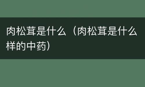 肉松茸是什么（肉松茸是什么样的中药）